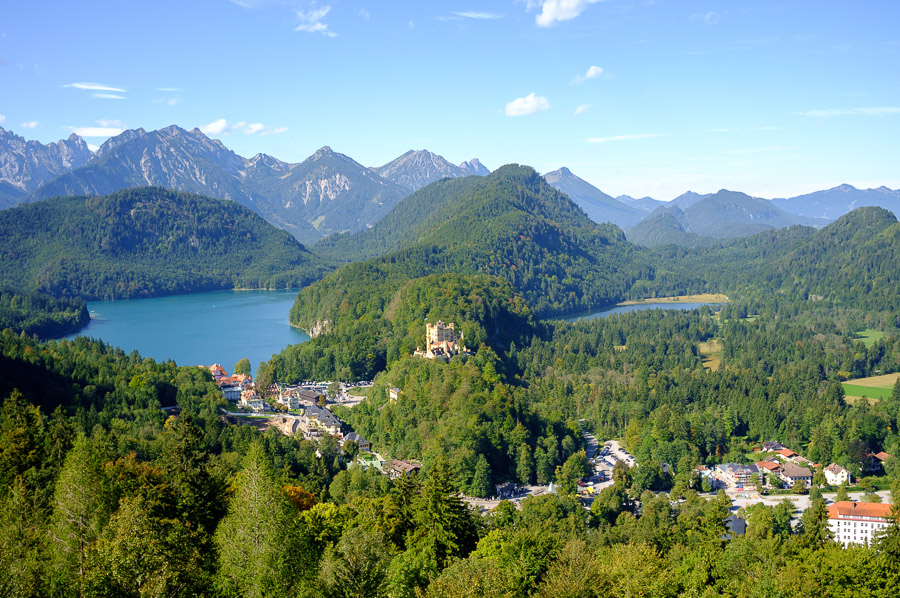 Hohenschwangau Castle seen from Neuschwanstein Castle